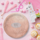 ローズゴールド ヴィンテージ プリント ウェディング ペーパープレート (パーティー)