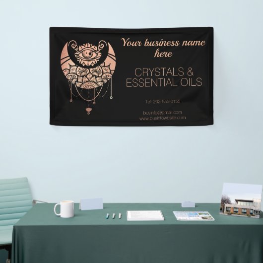 ローズゴールド 三日月 デザイン 展示ブース 横断幕 (トレードショー)