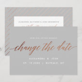 ローズゴールド 延期 ウェディングポストポネメント セーブザデート (正面/裏面)