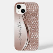 ローズゴールド 手書き名前 グリッター キラキラ ブリング Case-Mate iPhoneケース (裏面)
