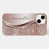 ローズゴールド 手書き名前 グリッター キラキラ ブリング Case-Mate iPhoneケース (裏面 (横))
