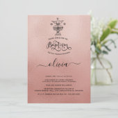 ローズゴールド 洗礼 誕生  招待状 (スタンド正面)