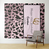 ローズゴールド 牛の斑点 & ゴールド 馬蹄の形の誕生日 タペストリー (インサイチュ(横))