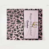 ローズゴールド 牛の斑点 & ゴールド 馬蹄の形の誕生日 タペストリー (正面(横))