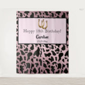 ローズゴールド 牛の斑点 & ゴールド 馬蹄型 誕生日 タペストリー (正面)