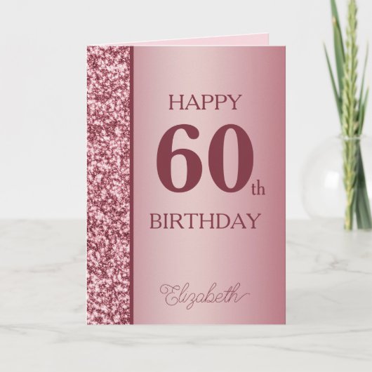 ローズゴールド 誕生日カード 60歳 カード (正面)
