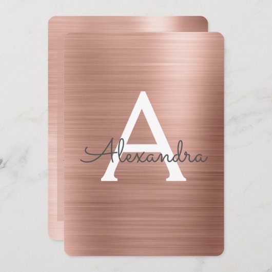 ローズゴールド | 赤面ピンク40歳の誕生日パーティー 招待状 (正面/裏面)