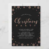 ローズゴールド |雪モダン片クリスマスパーティー 招待状 (正面)