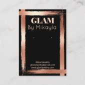 ローズゴールド|黒いアーティザンジュエリー表示カード 名刺 (正面)