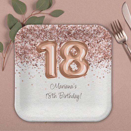 ローズゴールド 18歳の誕生日パーティー ペーパープレート