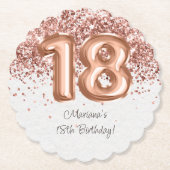ローズゴールド 18歳 誕生日パーティー ペーパーコースター (正面)