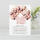 ローズゴールド 18歳 18周年 バルーンアーチ ナンバー 招待状 (スタンド正面)
