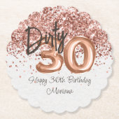 ローズゴールド 30歳の誕生日パーティー ペーパーコースター (正面)