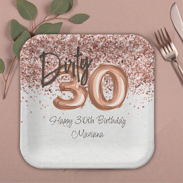 ローズゴールド 30歳の誕生日パーティー ペーパープレート
