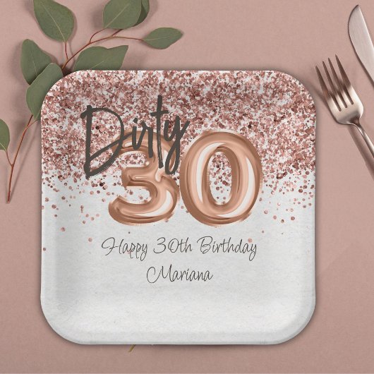 ローズゴールド 30歳の誕生日パーティー ペーパープレート