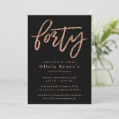 ローズゴールド 40歳の誕生日招待状テンプレート 招待状 (スタンド正面)