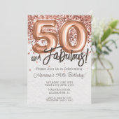 ローズゴールド 50歳の誕生日パーティーの招待状 招待状 (スタンド正面)
