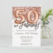 ローズゴールド 50歳の誕生日パーティー招待状 招待状 (スタンド正面)