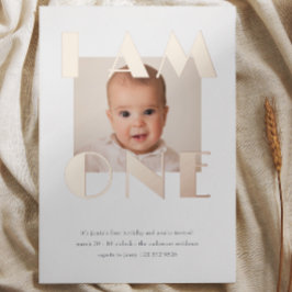 ローズゴールド ONE 初誕生日 フォト 箔招待状