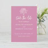 ローズスケッチ ミニマル フラワーの結婚式 Save The Date セーブザデート (スタンド正面)