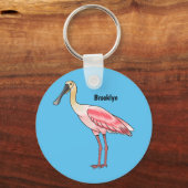 ローズテスプーンビルの鳥の漫画イラストレーション キーホルダー (正面)