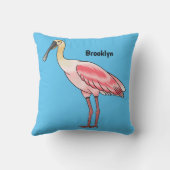 ローズテスプーンビルの鳥の漫画イラストレーション クッション (裏面)