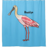 ローズテスプーンビルの鳥の漫画イラストレーション シャワーカーテン (正面)