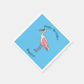 ローズテスプーンビルの鳥の漫画イラストレーション スタンダードカクテルナプキン (角)