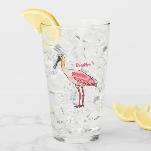 ローズテスプーンビルの鳥の漫画イラストレーション タンブラーグラス (アイス正面)