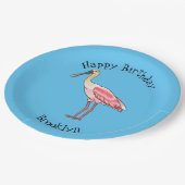 ローズテスプーンビルの鳥の漫画イラストレーション ペーパープレート (アングル)