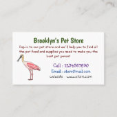 ローズテスプーンビルの鳥の漫画イラストレーション 名刺 (正面)