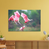 ローズテスポーンビルズ(Ajaia Ajaja)着陸 キャンバスプリント (インサイチュ (リビング))