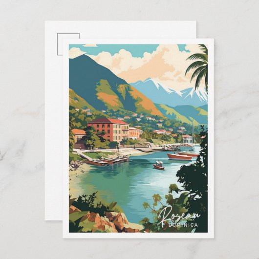 ローズドミカアートヴィンテージトラベルイラストレーション ポストカード (正面/裏面)