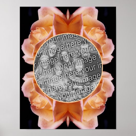 ローズバッド フラワーフレーム 彩色 オリジナル写真であなただけのデザイン ポスター (正面)