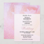 ~ ローズバッド ローゼス フェイク グリッター ピーチ ピンク ウェディング 招待状 (正面/裏面)