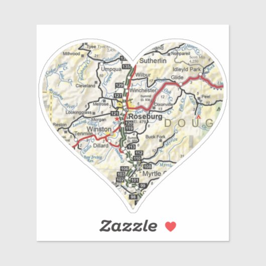 ローズバーグオレゴンの地図 シール (シート)