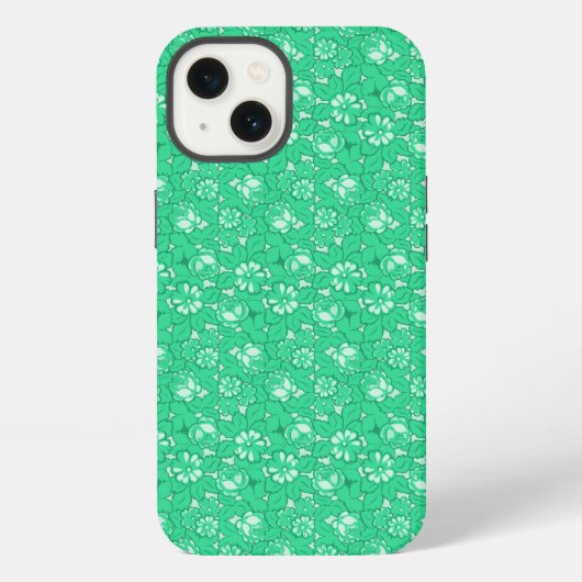 ローズパターン グリーン iPhoneケース (裏面)