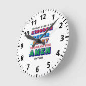 ローズパーソナライズされた祈りの言葉カラフルキリスト教徒 ラウンド壁時計 (傾斜)