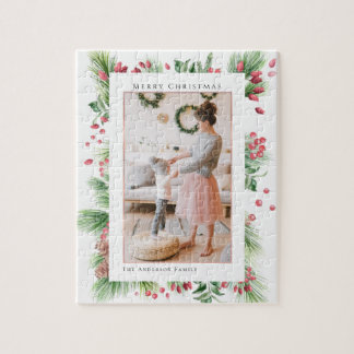 ローズヒップ&ホリーベリーのクリスマスグリーン写真 ジグソーパズル