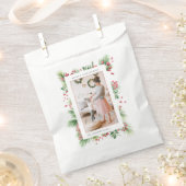 ローズヒップ&ホリーベリーのクリスマスグリーン写真 フェイバーバッグ (クリップ留めされた状態)