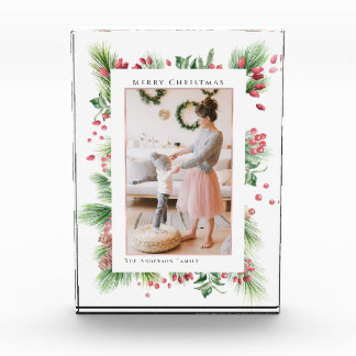 ローズヒップ&ホリーベリーのクリスマスグリーン写真 フォトブロック