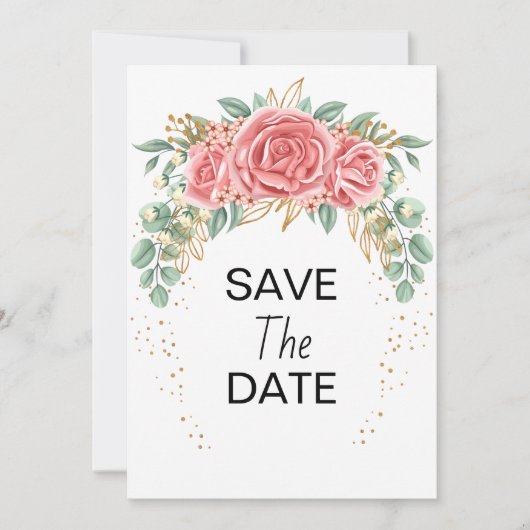 ローズピンクのウェディングミニマル主義の結婚式の招待状を保存 招待状 (正面)