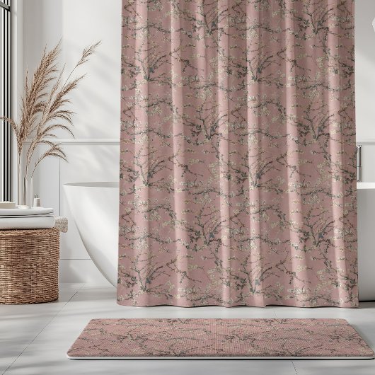 ローズピンクのゴッホの「アーモンドの花」 シャワーカーテン