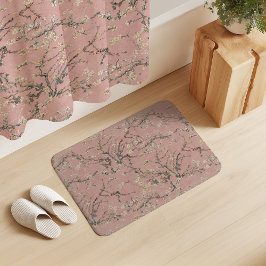 ローズピンクの上のフィンセント・ファン・ゴッホ「アーモンドの花」 バスマット