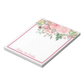 ローズピンクの水の色のフローラ名のパーソナライズ ノートパッド (回転)