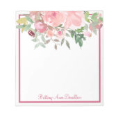 ローズピンクの水の色のフローラ名のパーソナライズ ノートパッド (正面)