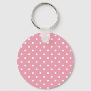 ローズピンクの水玉模様Keychain キーホルダー