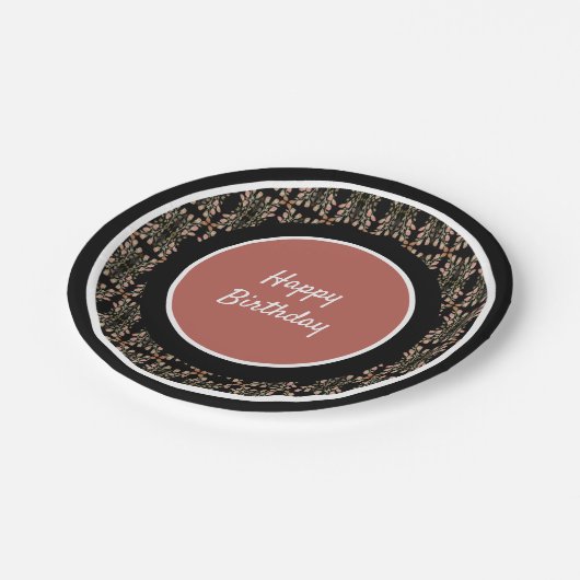 ローズピンクの黒 ペーパープレート (アングル)