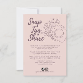 ローズピンクのSnap+Tag+Shareビジネスサンクスカード サンキューカード
