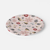 ローズピンクガーリー美しいメイクアップホリデークリスマス ペーパープレート (アングル)